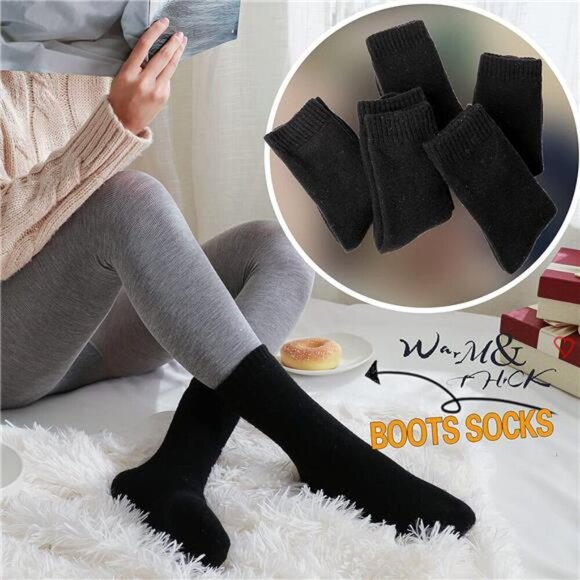 Wool Socks Thermal Warm Winter Thick Hiking Boot Cozy Crew Cabin Comfy - Picture 6 of 7